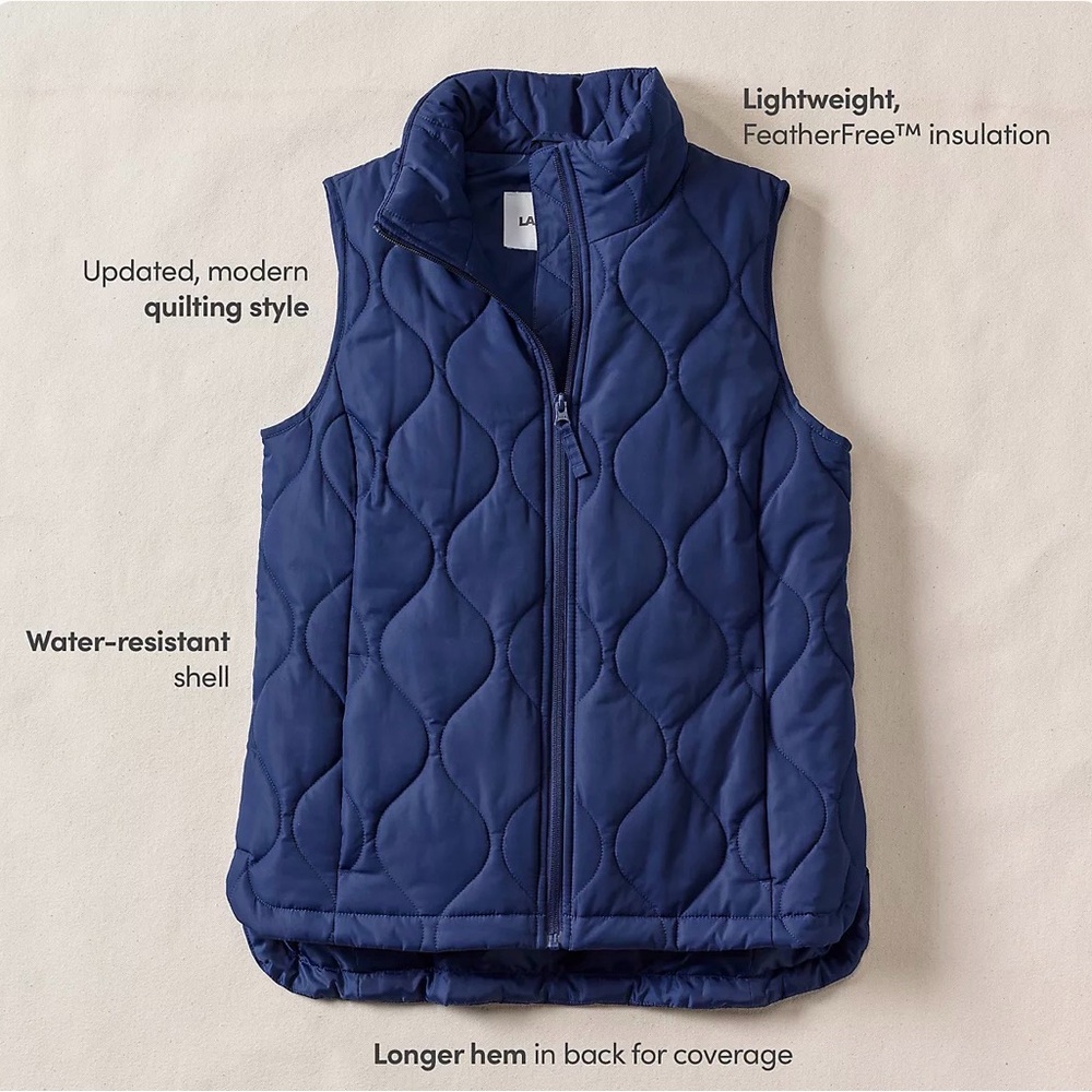 Lands' End 3X Quilted Vest NWOT Feather Free Insulated